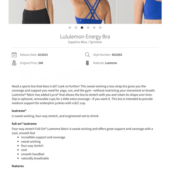 lululemon Energy Sports Bra, Sapphire Blue, Sprinkler, 10 - Picture 4 of 11